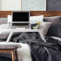 Relaxdays, blanc Table d’ordinateur portable, bambou, pliante, bureau, tablette genoux, livres, HxLxP : 24 x 60 x 35 cm, 1 éléme