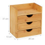 Relaxdays Organiseur de Table de Bureau, Rangement, 3 tiroirs, pour Les ustensiles Bureau, Bambou, 21x20x13 cm Naturel