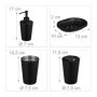 Relaxdays Accessoires de Salle de Bain, 4 pièces, Acier INOX, Porte-Savon, Distributeur de Savon, gobelets, Noir