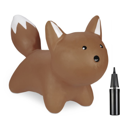 Relaxdays Animal Sauteur en Forme de Renard, avec Pompe à air, 3 Ans et Plus, sans BPA, Jouet Gonflable, Marron