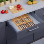 Relaxdays Range-ustensiles pour tiroir, 16 Couteaux & aiguisoir, Rangement en Bambou, HxLxP: env. 5 x 43 x 29 cm, Nature