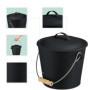 Relaxdays Seau à Cendres, avec Couvercle, 4,5 litres, Pelle et balayette, Nettoyage pour la cheminée, Noir