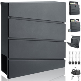 Monzana Boîte aux Lettres Murale XXL Acier zingué Anthracite Tube journaux courrier étiquette nom 2X clés Fente d'insertion