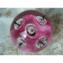 Presse papier en verre soufflé bulle et fond rose style Murano