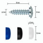 Lot de 4 vis pour plaque d'immatriculation - 4,8 x 16 mm - Avec capuchons - Discrètes - Sûres - Légales - Fixation de plaque d'i