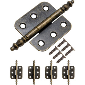 Fuxxer Lot de 4 charnières en métal antique pour maison de campagne vintage 70 x 35 mm Bronze