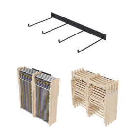 QLS Support mural XXL en acier pour chaises de jardin, chaises pliantes, chaises de plage, noir, double