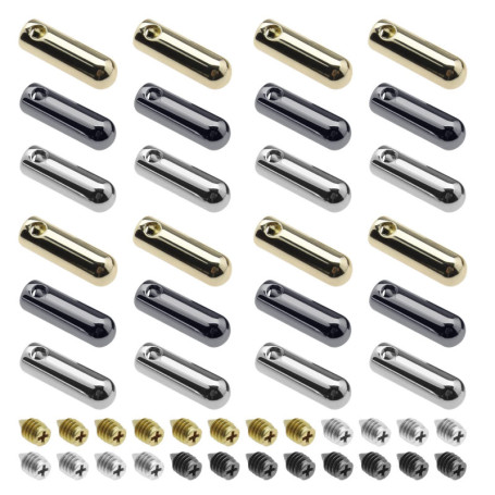 VGOL 24 ensembles Embouts de Lacets en Métal avec Vis Tête de Lacet et Extrémités de Cordons Remplacement en Métal pour Baskets 