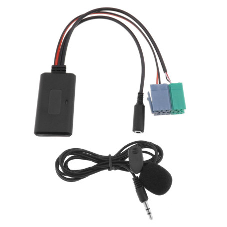 Adaptateur AUX Bluetooth avec Microphone Compatible avec Renault Clio/Espace/Kangoo/Laguna/Megane Câble AUX Bluetooth 5.0 Adapta