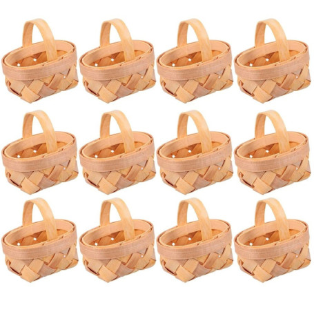 Wanjorlay 12 PièCes SéRies Copeaux de Bois Mini Paniers Paniers TisséS Manuels Ornements BoîTe de Rangement de Bonbons