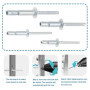 eMagTech 40 Pièces Rivets Structurels à Tête Dôme Verrouillage Interne Plage Poignée 1,5 Mm à 16,0 Mm Boulon Fixation Rivets pou