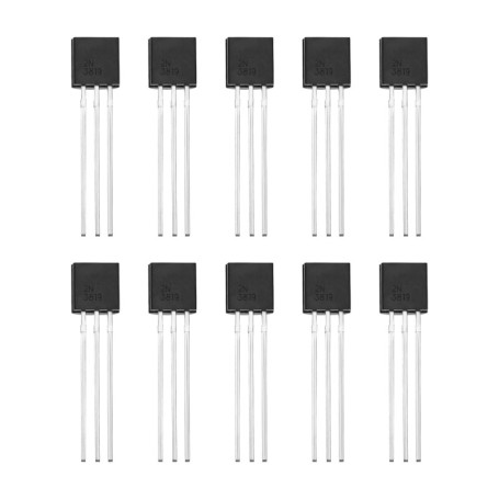 ECSiNG Lot de 10 transistors J-FET à canal N CC 25 V 100 mA 2N3819 transistors J-FET TO-92 pour applications de mixage d'équipem