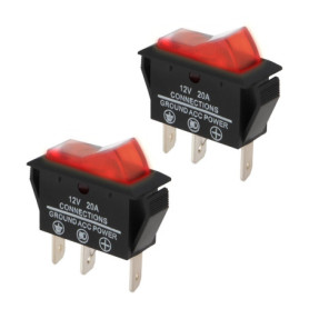 ECSiNG 2 Interrupteurs Lot de à Bascule Rouges 12 V 20 A à 3 Broches Et 2 Positions à LED Compatible avec Caravane Electrolux Do