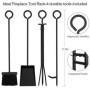 Amagabeli Porte Bûches de Cheminée avec 4 Outils 90cmx78cmx33cm range bûches pour intérieur et extérieur robuste support de supp