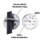 Thermomètre 0-120° avec ressort, avec clip pour montage sur tuyau, surface bimétallique en acier inoxydable - 63MM