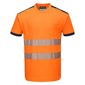 Portwest T181 PW3 T-shirt de Sécurité à Manches Courtes Haute Visibilité Orange/Marine, XXXL