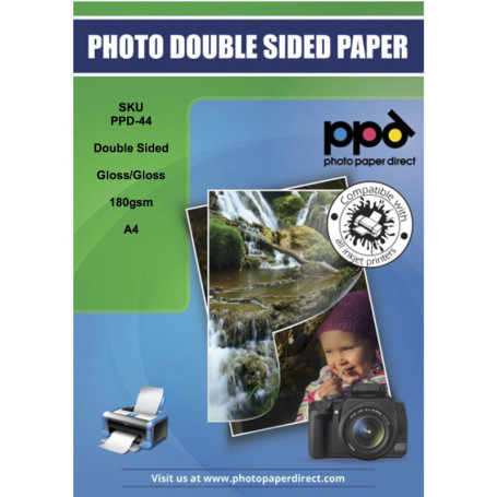 PPD 15 X A4 Papier Photo Double Face Brillant, Impression Jet d'encre, 180g, 15 Feuilles Recto Verso de Qualité Photo Profession