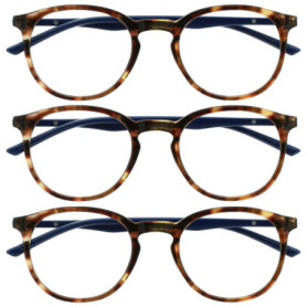 OPULIZE Met Lunettes de Lecture Anti-Lumière Bleue Pack de 3 Montures Rondes et Minces Charnières à Ressort Améliore le Sommeil 