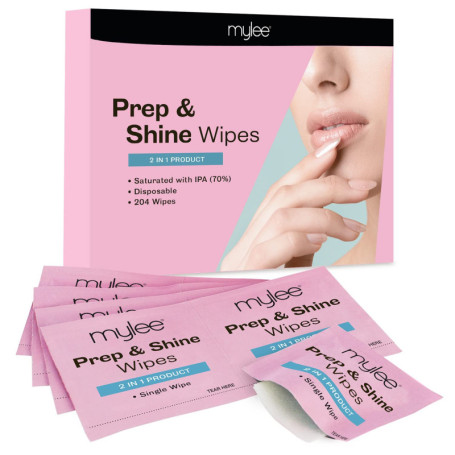 Mylee Lingettes de Préparation et de Brillance pour Nettoie le Gel UV/LED, les Ongles avant la Manucure et Enlever la Couche Inh