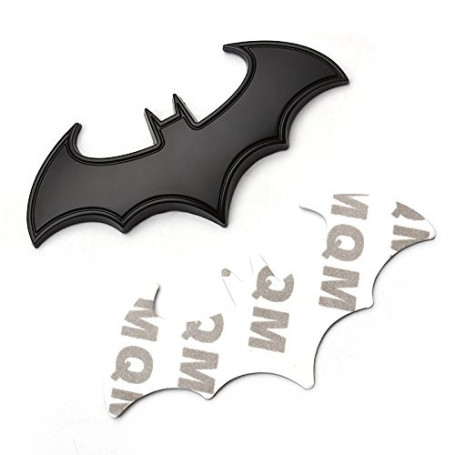 SKS Distribution® Emblème 3D Noir en Acier Inoxydable Chauve-Souris Batman pour Voiture.
