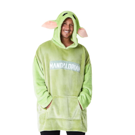 Disney The Mandalorian Sweats à Capuche Homme Baby Yoda, Pull Plaid Oversize en Polaire (Vert)