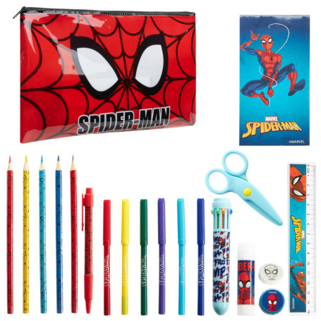 Marvel Spiderman Trousse Scolaire et Kit Papeterie Garcon avec Fournitures Scolaires Incluse, Cadeau pour Enfant