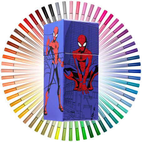 Marvel Spiderman Coffret Feutres Coloriage Enfants, 60 Pièces - Cadeau Garçons