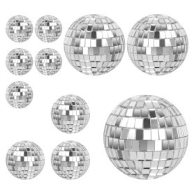 Volumoon 11 Pièces Boules Disco Miroir,Boules à Facettes Argentées Boule Disco,Boule à Facette Miroir Disco Ball Boule Miroir,Dé