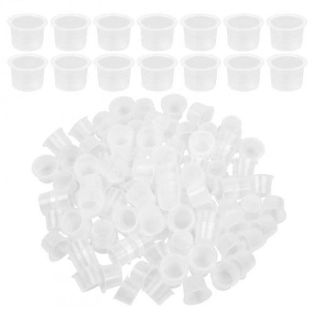 Dokeno Lot de 100 Gobelets Jetables pour Encre de Tatouage, Petites Tasse de Pigment, Coupes Encres en Silicone, Tattoo Ink Caps