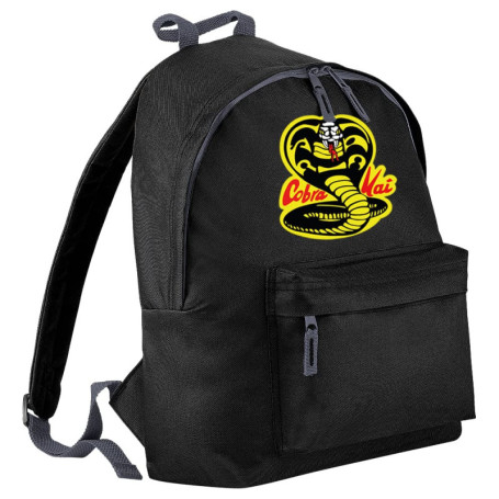 SmartyPants Sac à dos noir avec nom personnalisé Cobra Kai – Arts martiaux comédie karaté Kung Fu émission TV cinéma film enfant