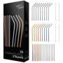 Oak & Steel - 36 Pailles en Acier Inoxydable & 4 Brosses avec Boîte-Cadeau (4 Couleurs) - Écologiques, Réutilisables & Lavables 