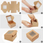 Belle Vous Boite Papier Kraft Marron avec Fenêtre Transparente (Lot de 50) - 10,16 x 5,7 cm - pour Donut, Mini Gâteau, Pâtisseri