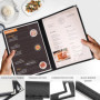 Belle Vous Protege Menu A4 - Lot 5 Porte Menu Restaurant 2 Page Double Face Style Américain - Pochette Menu Noires avec Coins Pr