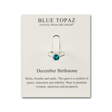 Philip Jones Décembre (Topaze Bleue) Bague de Naissance réglable créée avec des Cristaux Zircondia®