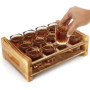 BELLE VOUS 12 Verres à Shot avec Plateau de Service en Bois Brûlé - 60 ml - Verre Shooter Transparent Base Solide - Porte Verre 