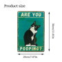Plaque métal Vintage,Panneau Drôle de Chat Noir are You Pooping Décoration,Panneaux de Salle de Bain Amusants Chat en Étain Plaq