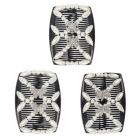 OWill Peigne Chignon 3 PCS Peigne Magique, Peigne Cheveux Femme, Double Pince Élastique Peigne Chignon, Peigne Elastique Cheveux