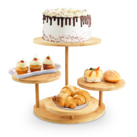 Mapille Présentoir à Cupcakes en Bois à 4 Niveaux, Presentoir a Gateau, Présentoir à Pâtisseries, Support à Dessert en Bois, Pre