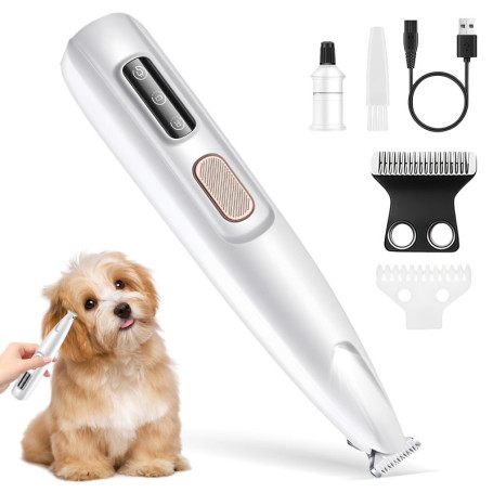 Mapille Tondeuse Chien Set, Tondeuse à Pattes de Chien avec Lumière LED Rechargeable par USB, Paw Trim Pro Étanche, Silencieuse 