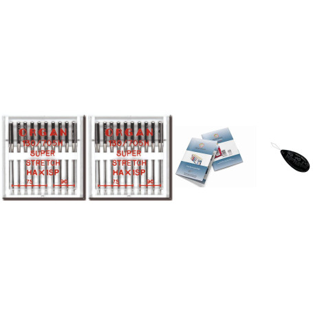 Organ Aiguilles pour machine à coudre domestique – Super extensibles (HA x 1SP), 2 paquets de 10, tailles 75/11 et 90/14 + grand