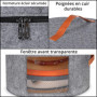 Winter Shore Boite Chapeau Ronde Grise - Grand Organisateur de Chapeaux Pliable avec Fermeture Éclair, Fenêtre Transparente, Poi