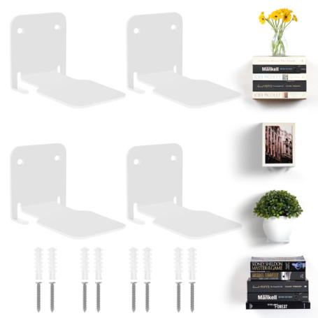 Winter Shore Etagere Murale Blanche [Lot de 4] - Etagere Murale Flottante Robuste pour Ranger la Maison, Bureau, Chambre, Salon 