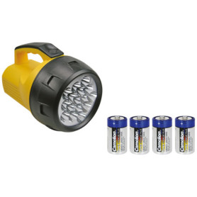 Perel Lampe de poche LED puissante, 16 LED blanches brillantes, pour intérieur et extérieur, batteries incluses