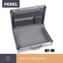 Perel Attaché-case pour ordinateur portable et documents A4, avec 2 serrures à combinaison, bandoulière et coins renforcés, parf