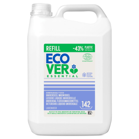 Ecover Essential Lessive Liquide Universelle, Nettoyant Naturel pour le Linge, Parfum Lavande, 142 Lavages, Bouteille Recharge d