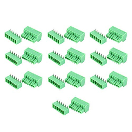ViaGasaFamido 10 Paires de Borniers à Vis 6 Broches Bornier à Vis 15EDG 3.81mm Pas Mâle Femelle Bornes Enfichables Fil Ampère Mo