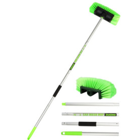 Brosse Lavage Voiture PBT Cinq Côtés 60" 151cm avec Poignée Longue Extensible Brosse Récurage à Poils Doux pour Extérieur Intéri