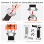 Carehabi Chalumeau de Cuisine, Flamme Réglable Chalumeau avec Verrouillage de Sécurité, Rechargeable Briquet Chalumeau Pour Cuis
