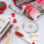 Noa Home Deco Kit de broderie, 100 couleurs de fil à broder, 5 cadres en bambou, 3 pièces en tissu de point de croix, aiguilles 