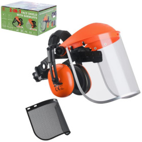 Visière en Maille d'Acier & Protège-Oreilles Réglable, Protection du Visage, du Front et des Oreilles, 2 en 1 Visière transparen